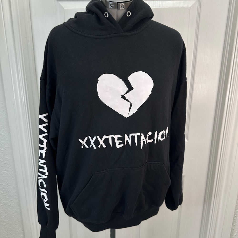 Xxxtentacion Black Hoodie With White Logos